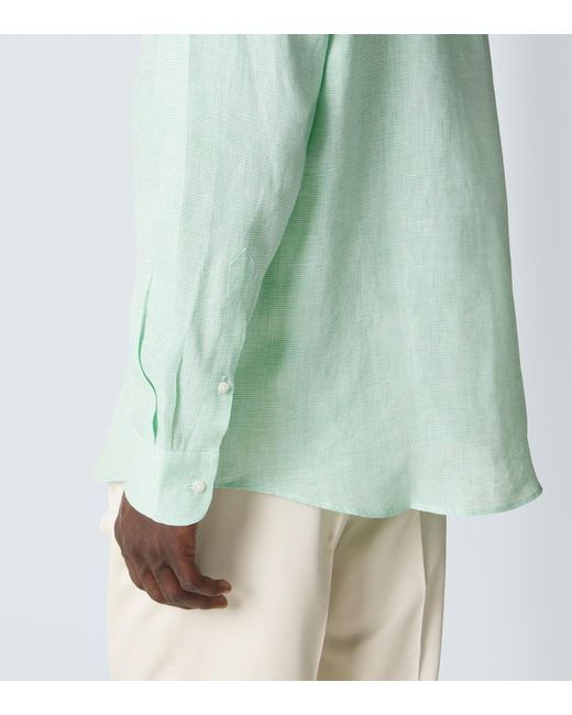 Ralph Lauren Green Checked Linen Shirt for men