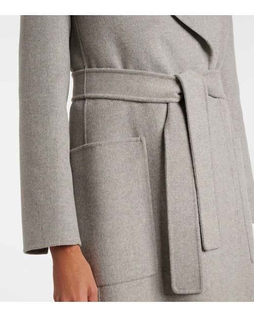 Max Mara Gray Paolore Virgin Wool Wrap Coat