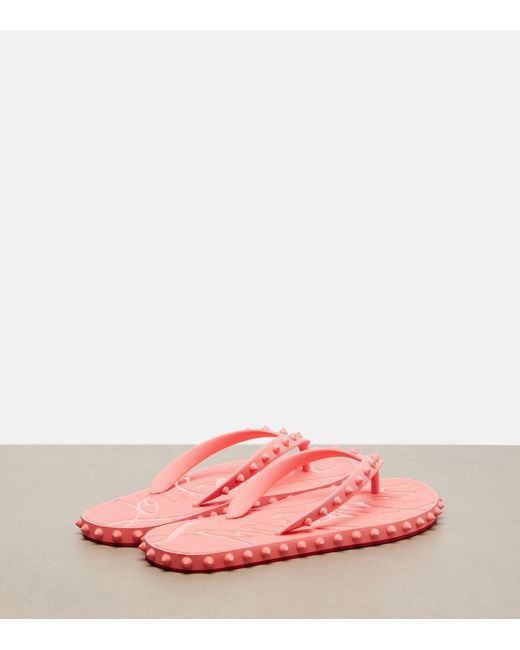 Christian Louboutin Pink Super Loubi Flip Spiked Thong Sandals