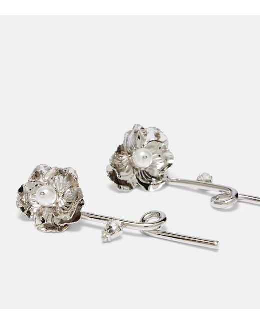Simone Rocha Metallic Crystal-Embellished Faux Pearl Earrings