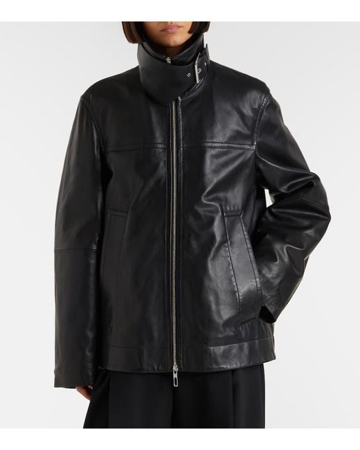 Sportmax Black Oversized Leather Jacket