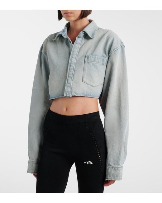 Balenciaga Blue Cropped Denim Shirt