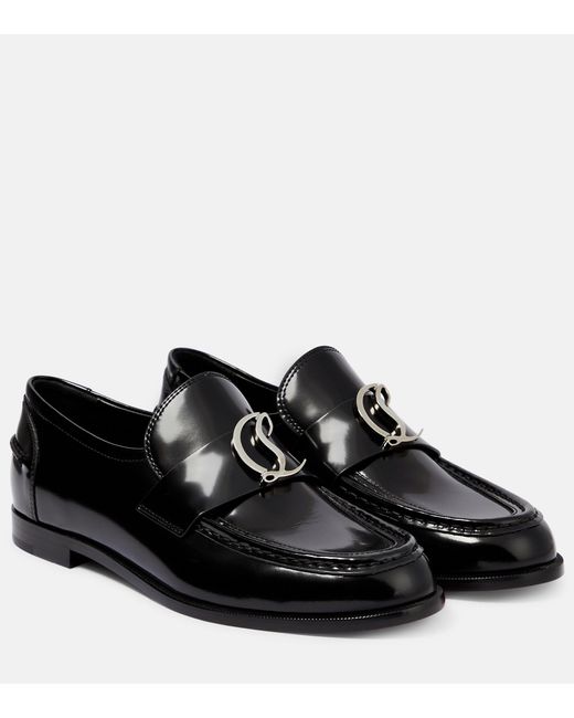 Christian Louboutin Black Cl Moc Leather Loafers