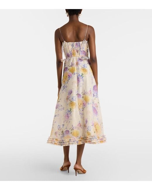 Zimmermann White Luna Ruffle Midi Dress