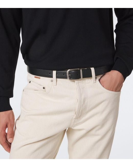 Lardini Black Leather Belt for men