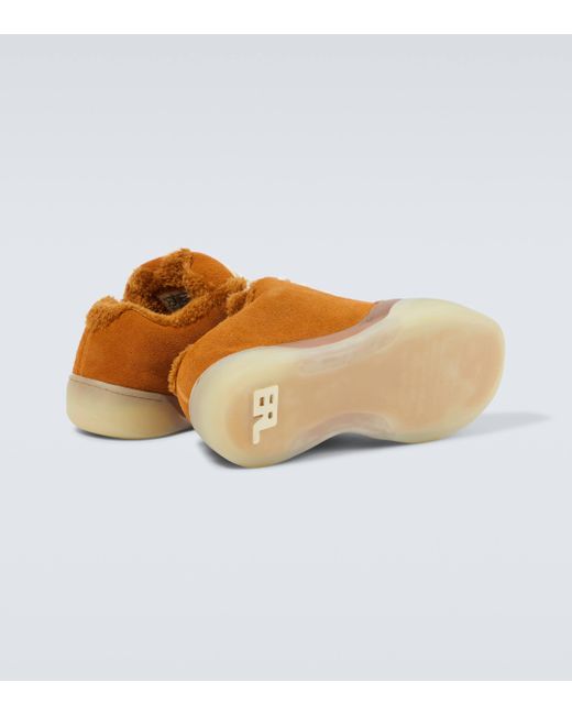 ERL Brown Vamps Skate Terry-trimmed Suede Sneakers for men