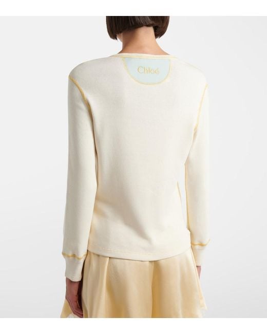 Chloé White Ribbed-Knit Cotton Jersey Henley Shirt