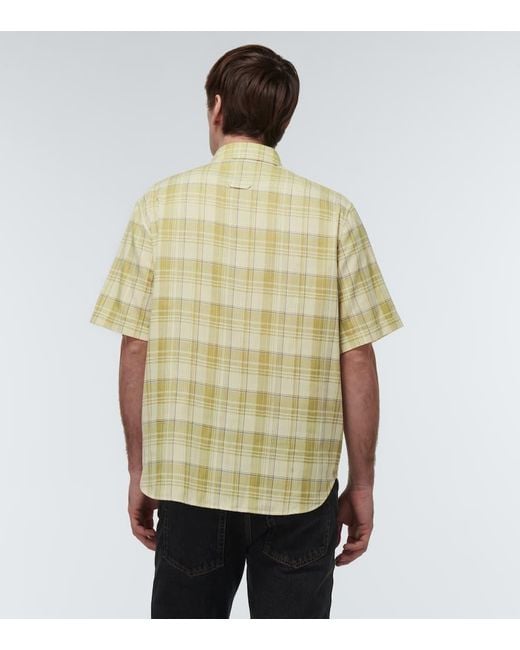 Camicia A Quadri Con Pelle di Loewe in Metallic da Uomo