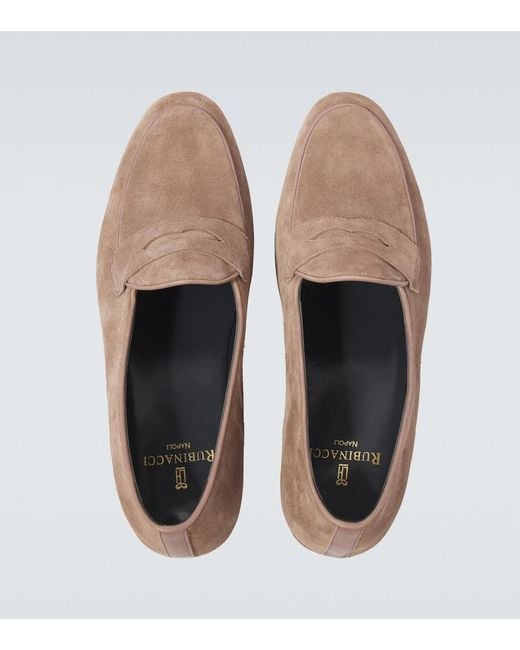 Rubinacci White Suede Penny Loafers for men