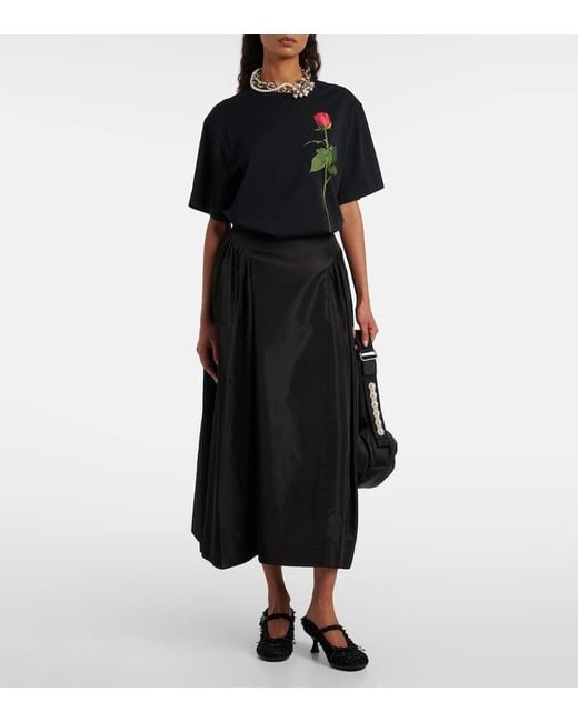 Simone Rocha Black Bedrucktes T-Shirt Aus Baumwoll-Jersey