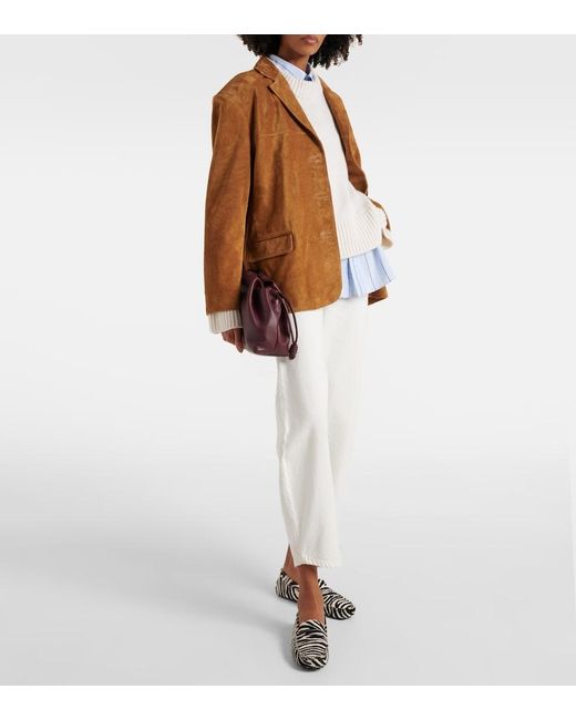 Staud Brown Corrine Single-Breasted Suede Jacket