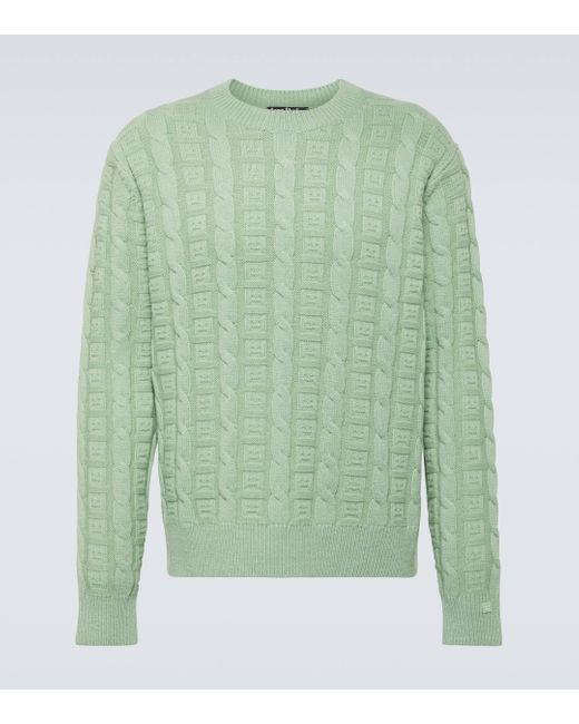 Acne Green Cable-knit Wool-blend Sweater for men