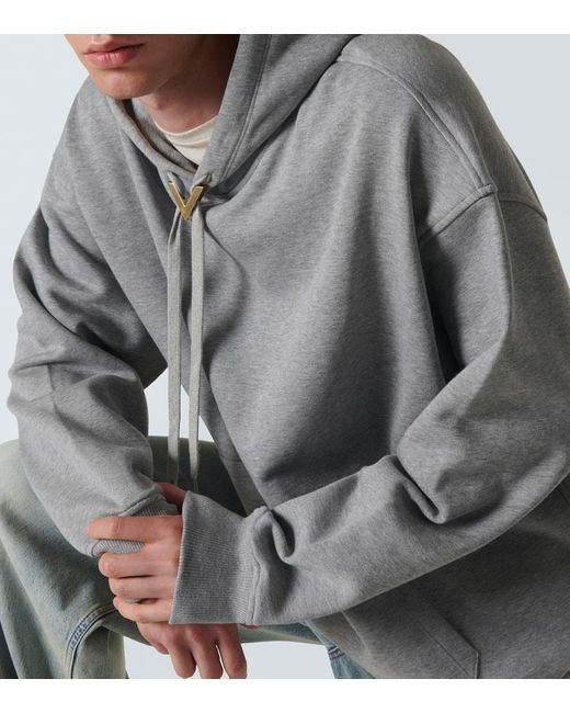 Valentino Gray Vgold Cotton Jersey Hoodie for men