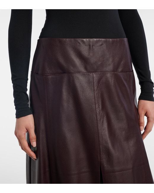 Alaïa Purple Low-Rise Leather Midi Skirt