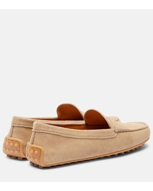 Tod's Natural Gommino Bubble Suede Driving Shoes