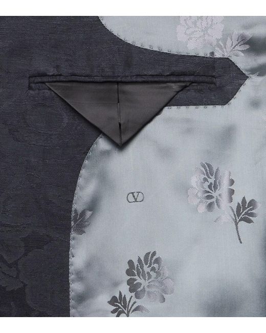 Valentino Black Floral Jacquard Linen And Silk Blazer for men