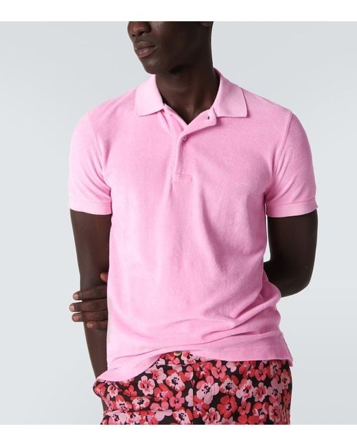 Tom Ford Pink Cotton-Blend Terry Polo Shirt for men