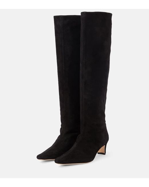 Staud Black Stiefel Wally Aus Veloursleder