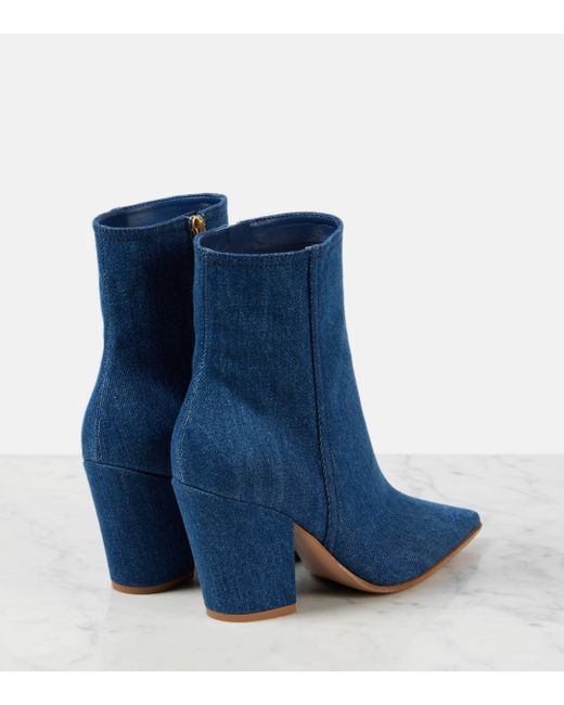 Gianvito Rossi Blue Keinna 85 Denim Ankle Boots