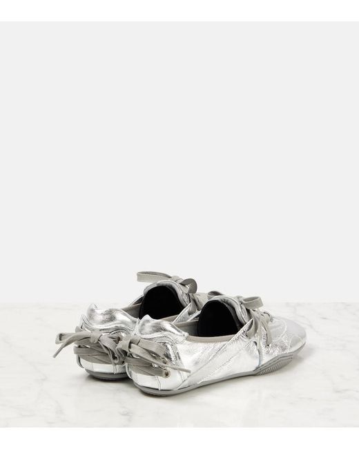Acne White Metallic Leather Flats