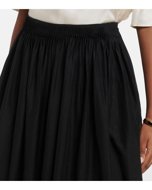 Loulou de Saison Black Naya Gathered Cotton And Silk Maxi Skirt