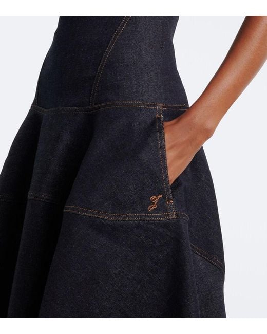 Jacquemus Blue Pina De-Nimes Gathered Denim Midi Dress