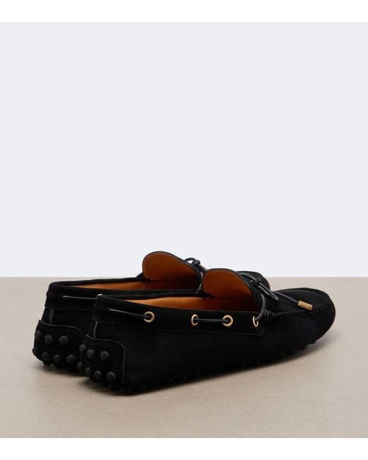 Tod's Black Suede Boat Shoes
