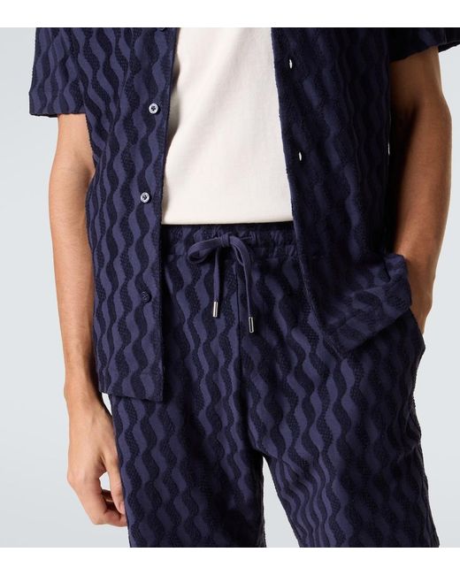 Frescobol Carioca Blue Augusto Cotton-Blend Terry Shorts for men