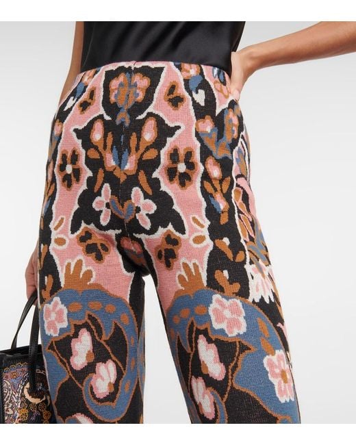 Etro Floral High-Rise Flared Wool Pants