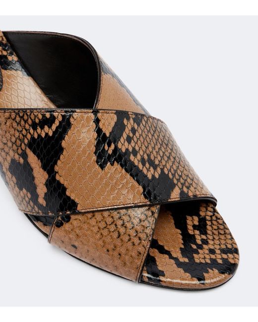 Le Monde Beryl Brown Luca Snake-Effect Leather Mules