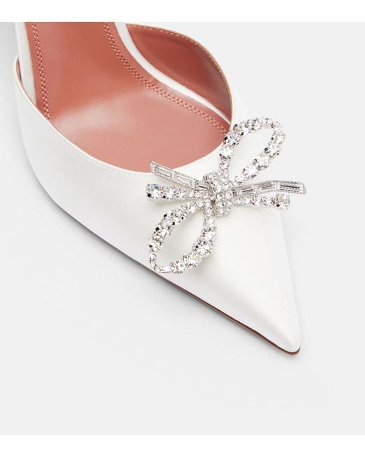 AMINA MUADDI Pink Rosie 95 Satin Slingback Pumps