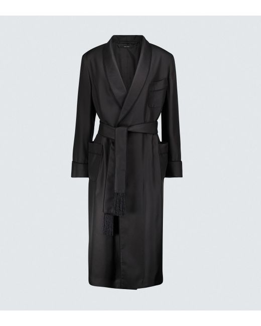 Tom Ford Black Silk Velvet-lined Robe for men