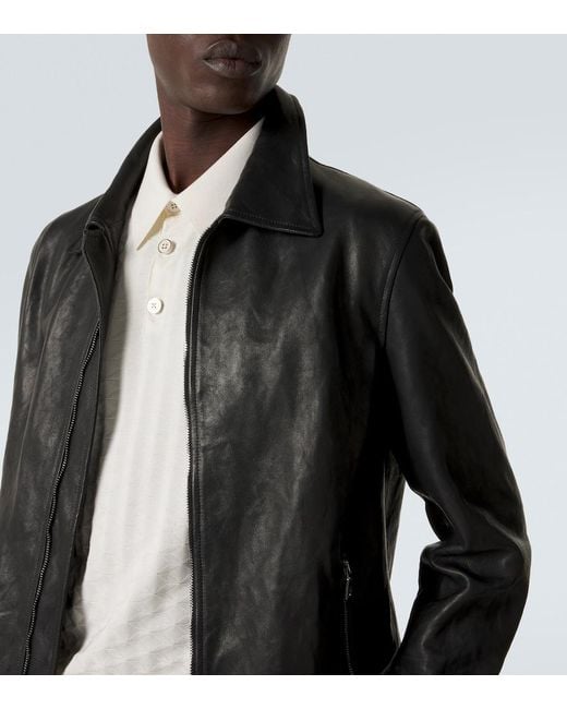 Dolce & Gabbana Black Leather Blouson Jacket for men