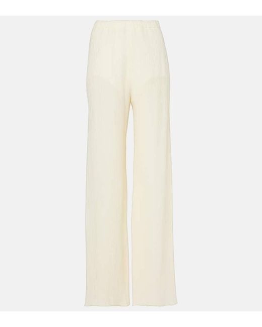 ‎Taller Marmo White Zoagli Cotton And Silk-Blend Straight Pants
