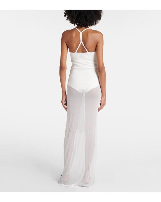 Jacquemus White La Robe Maille Nodo Sheer Gown