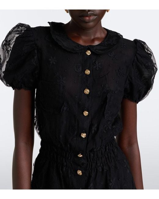 Alessandra Rich Black Lace Romper