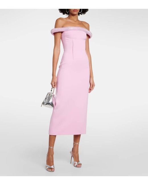 Vestido Midi De Cady Con Cristales David Koma de color Pink