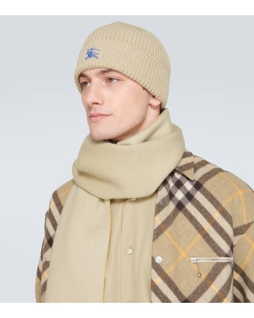 Burberry Natural Ekd Ribbed-knit Cashmere Beanie for men