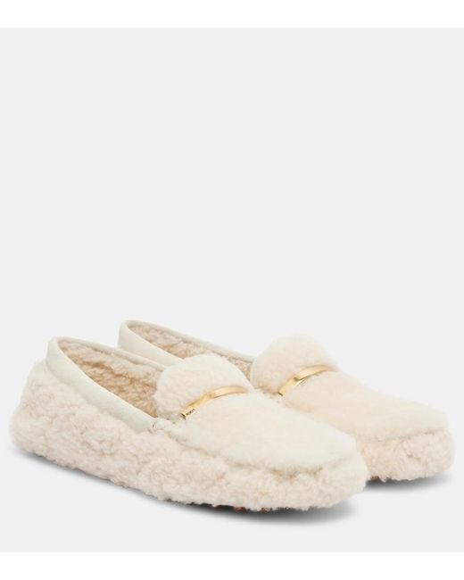 Tod's Natural Gommino Suede-Trimmed Driving Shoes
