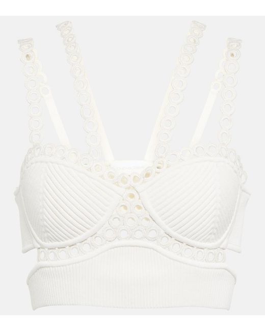 Jonathan Simkhai White Liana Ribbed Crop Top
