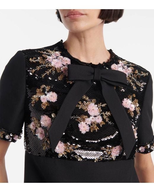 Valentino Black Crepe Couture Embellished Minidress