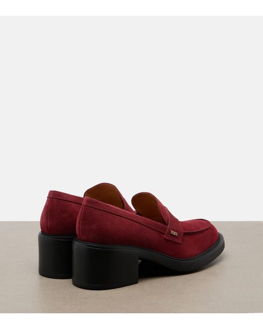 Tod's Red Suede Loafer Pumps