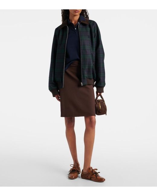 Miu Miu Black Plaid Virgin Wool Twill Blouson Jacket
