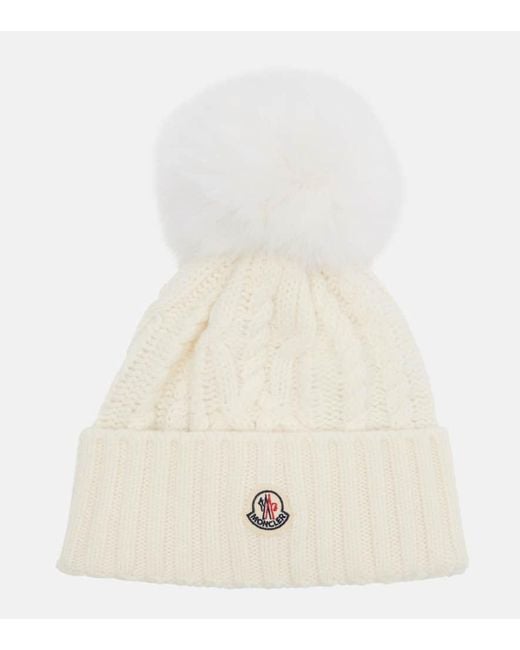Moncler Natural Cable-Knit Wool And Cashmere Beanie