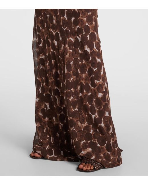 Dries Van Noten Brown Printed Silk Gown