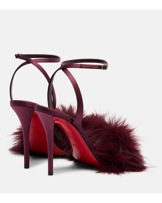 Christian Louboutin Red Patchoulina 100 Crepe Satin Sandals