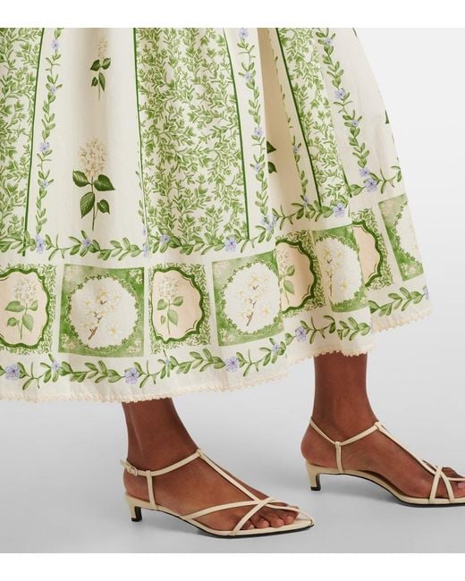 Agua Bendita Green Barbara Floral Cotton Midi Dress