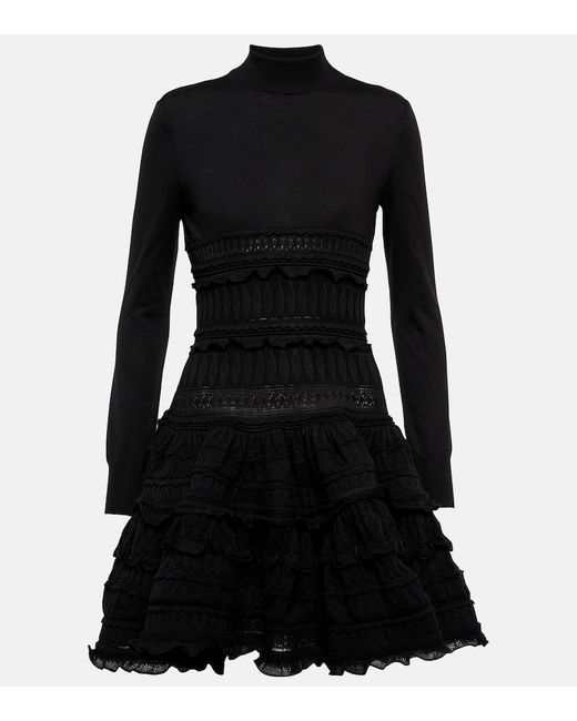 Alaïa Black Alaia Crinoline Wool Minidress
