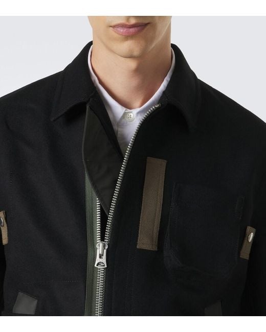 Sacai Black Wool Blouson Jacket for men