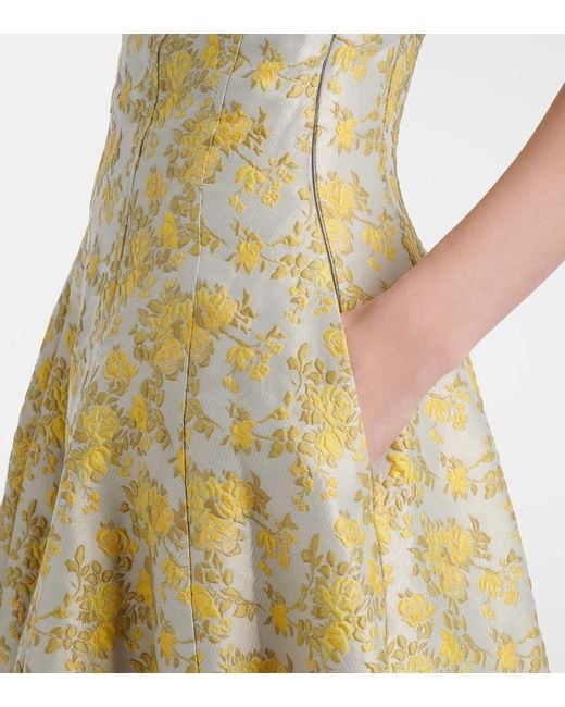 Jonathan Simkhai Yellow Octavia Floral Jacquard Bustier Gown